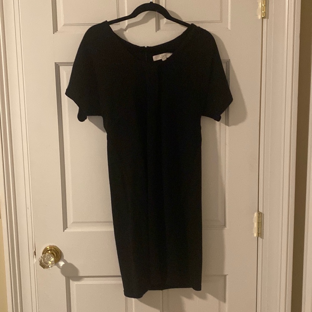 Black short sleeve wool dress